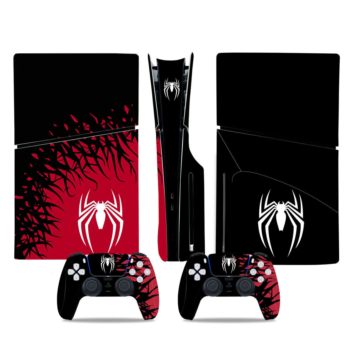 Design Full Body Vinyl Spider Skin Stickers Protective Cover for PS5 Slim Disc Edition Digital Version Console and Controllers