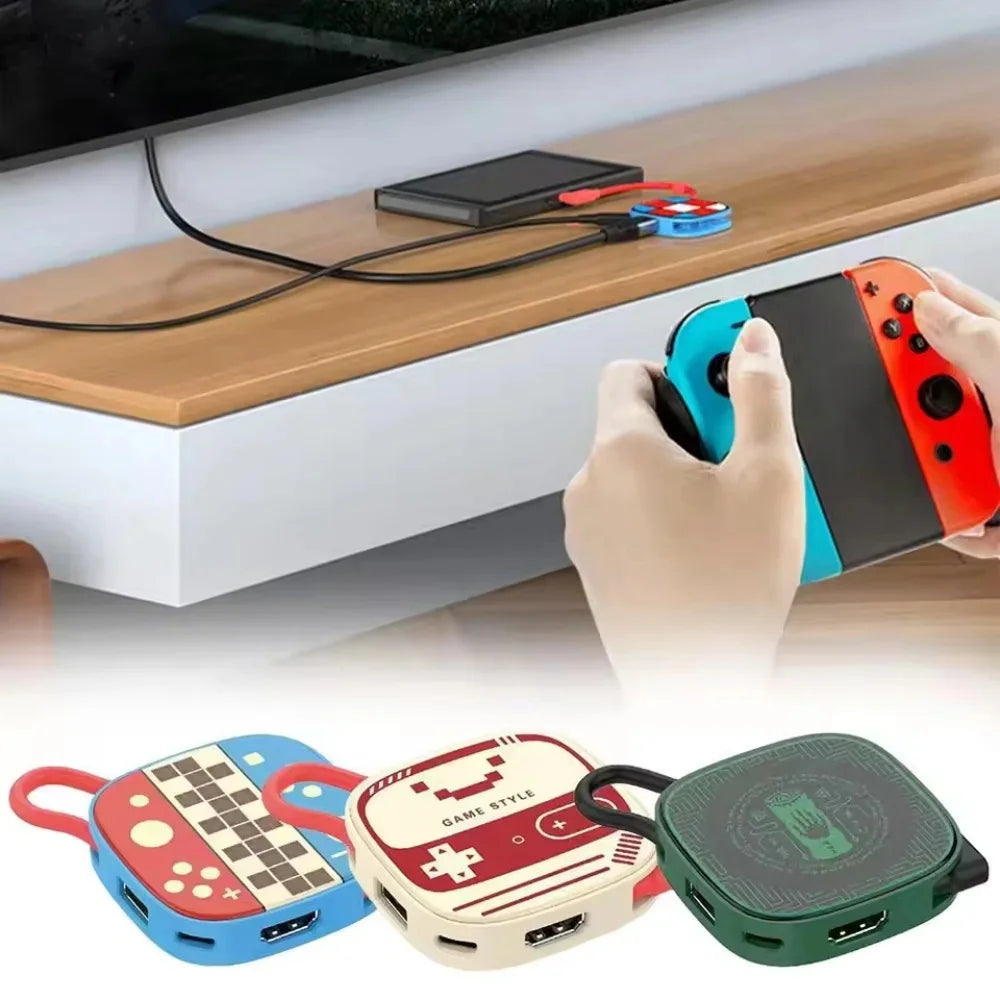 Switch 2 Dock HDMI 4K USB 3.0 Hub Adapter USB Splitter TV Po