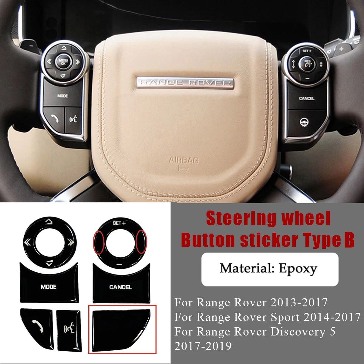 For Range Rover Sport Button Covers Vogue Interior Stickers for Land Rover Discovery 5 Climate Steering Wheel Refurbishment