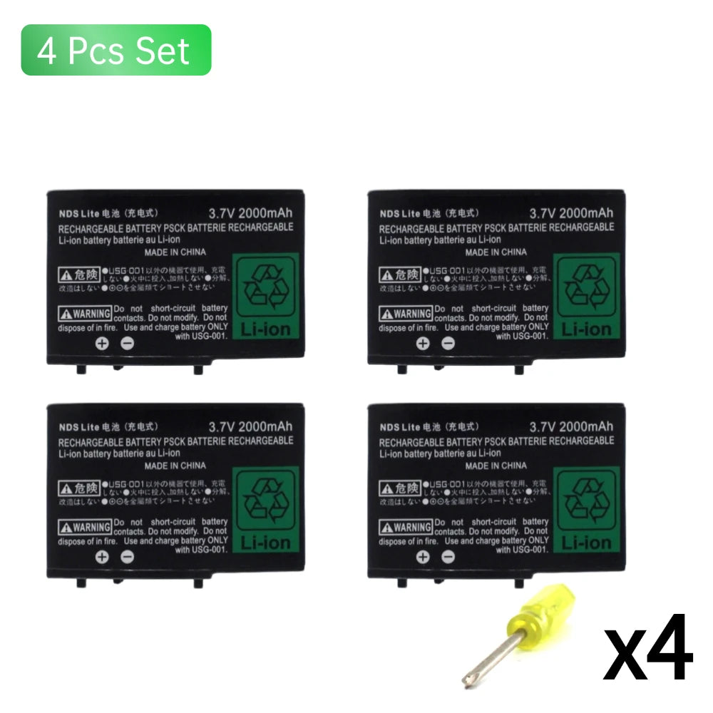 PUJIMAX 2000mAh Game Console Battery for NDSL for Nintendo DS Lite Replacement Built-in Rechargeable Battery with Screwdriver
