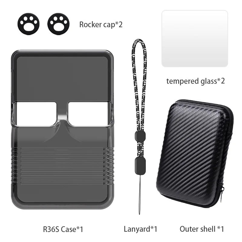 New Open-source Handheld Protective Case for R36S Portable Game Console Accessory Storage Transparent Shell All in One