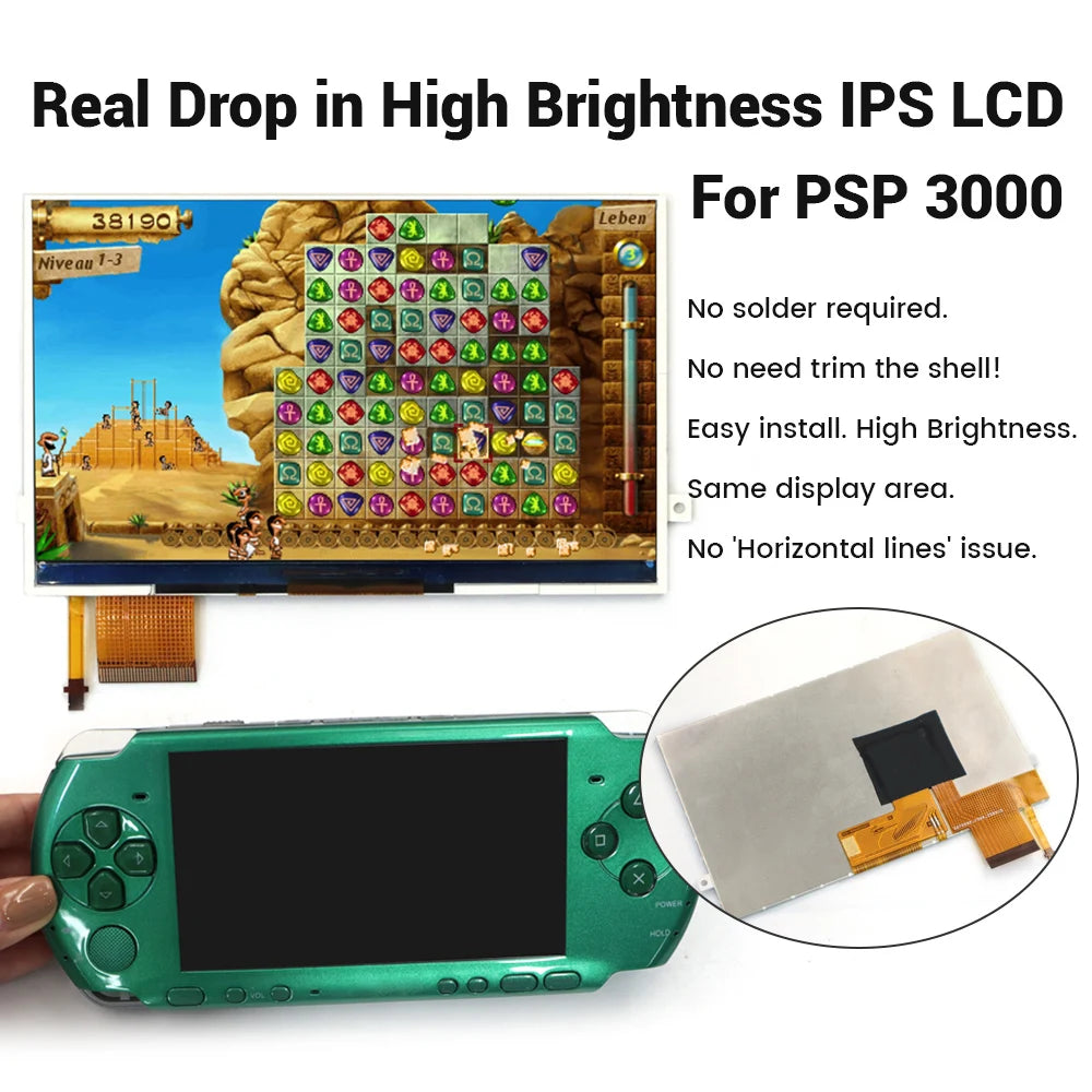 HISPEEDIDO New IPS LCD Screen For PSP3000 Game Console For P