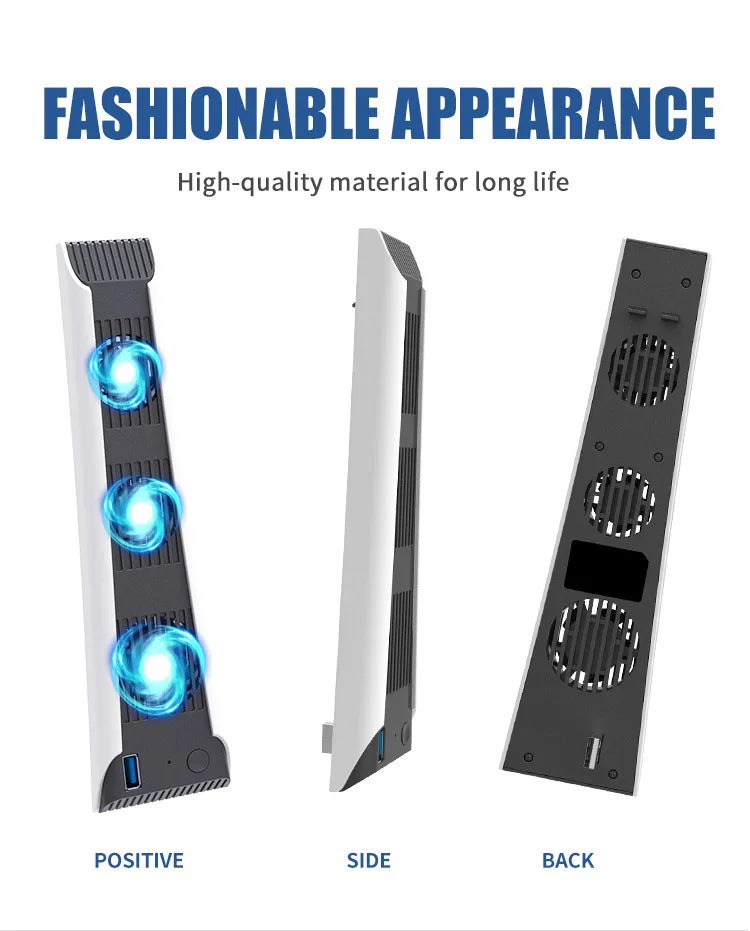 For PS5 Disc Edition Vertical Stand Display Game Console Fan