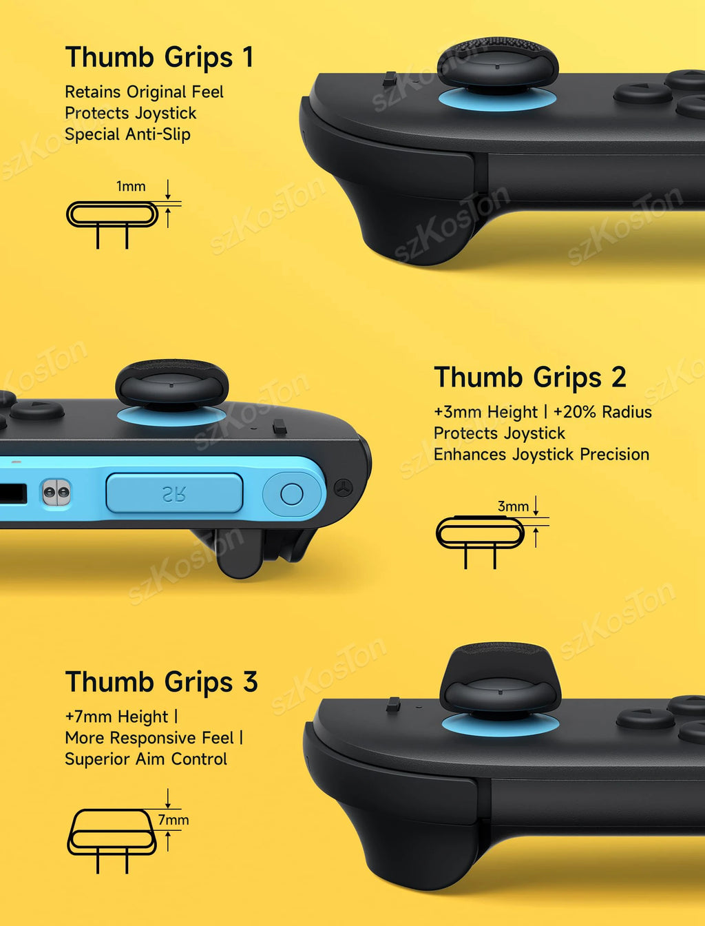 Thumb Grips Caps for Switch 2 Joyco Ergonomic Design Enhance