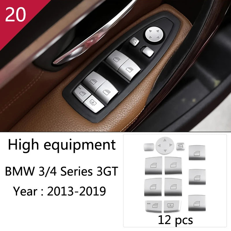 For BMW 3 4 Series 3GT F30 F32 F34 Car Styling interior Gearshift AC CD button Panel Door Armrest Decoration Cover Trim Sticker