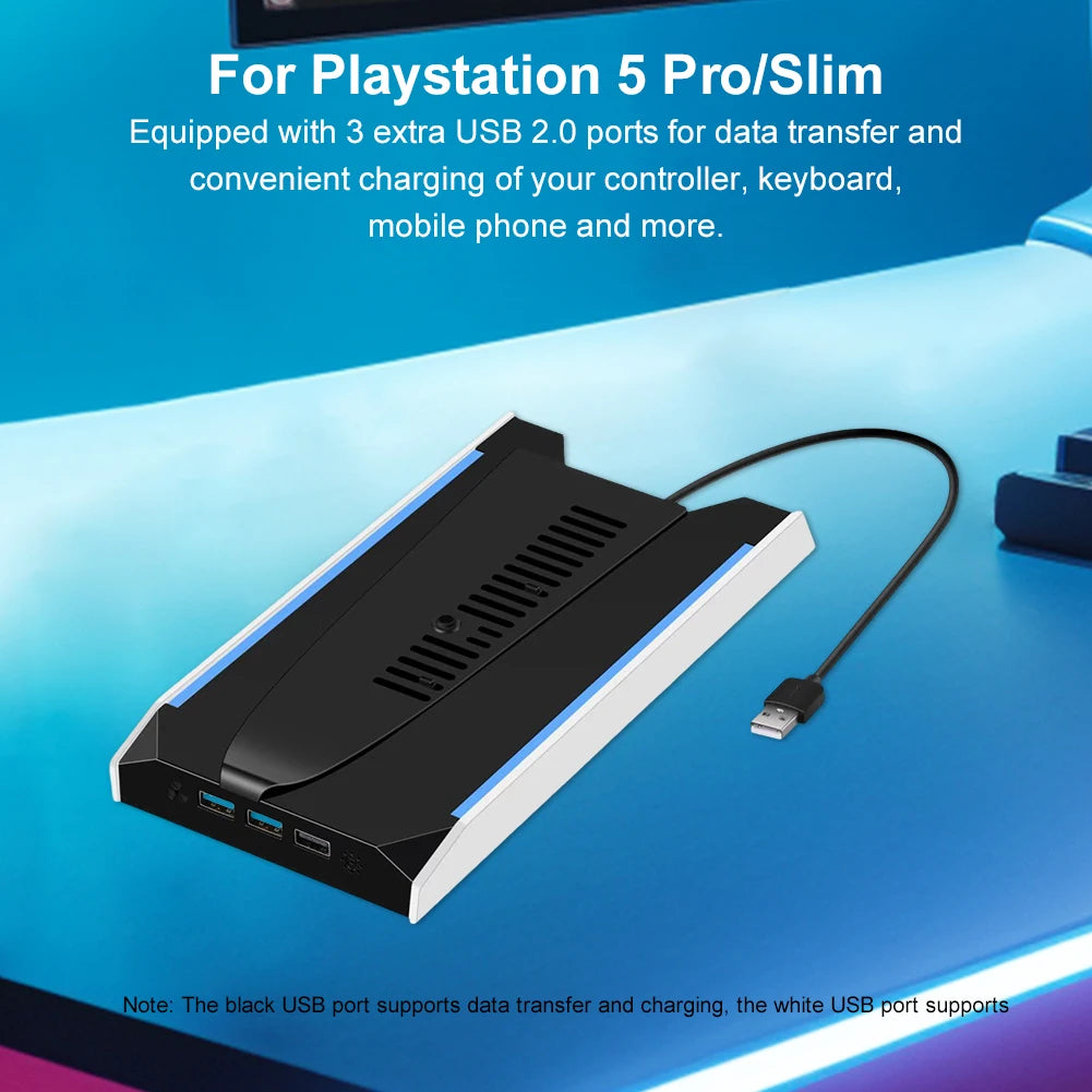 For PS 5 Slim/PS 5 Pro RGB Vertical Cooling Stand Base 8 Lig