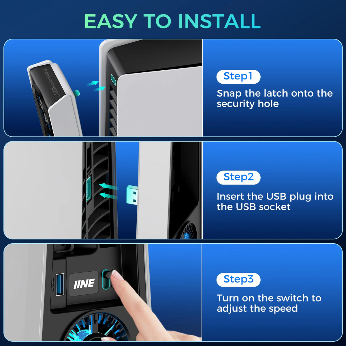 IINE PS5 Pro Cooling Fan for PS5 Pro Disc & Digital 2-Speed 