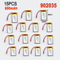 15pcs 902035 3.7V 600mAh Lithium Polymer LiPo Rechargeable B