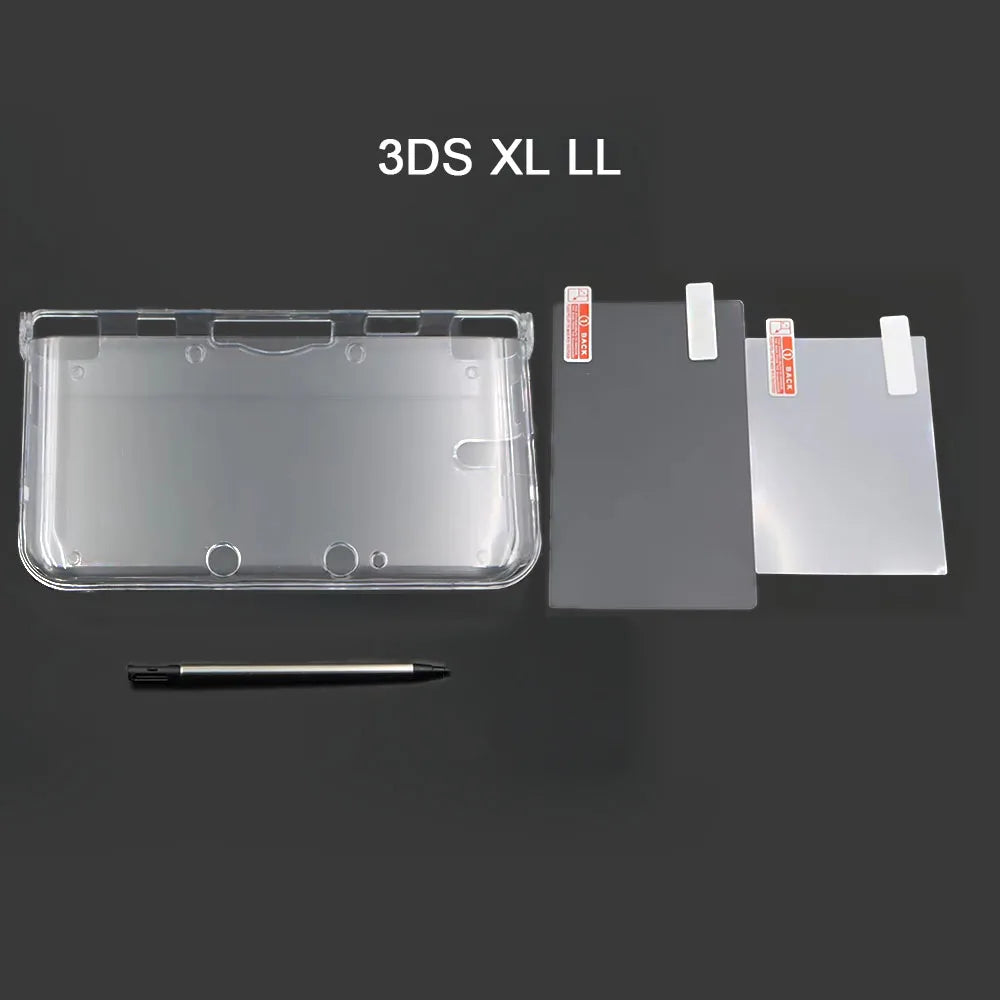 1 Set For New 3DS New 2DS 3DS XL LL NDSi XL NDSL Clear Split Shell Transparent Protective Cover Case Screen Film Stylus Pen
