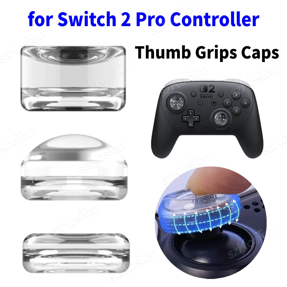 Clear Thumb Grips Caps for Switch 2 Pro Controller Anti-Slip