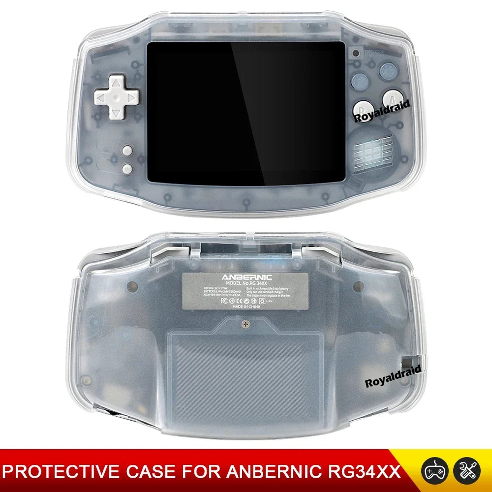 TPU Half Transparent Soft Shell Case Protective Cover For ANBERNIC RG34XX Handheld Game Console Anti-Scratch Storage Box