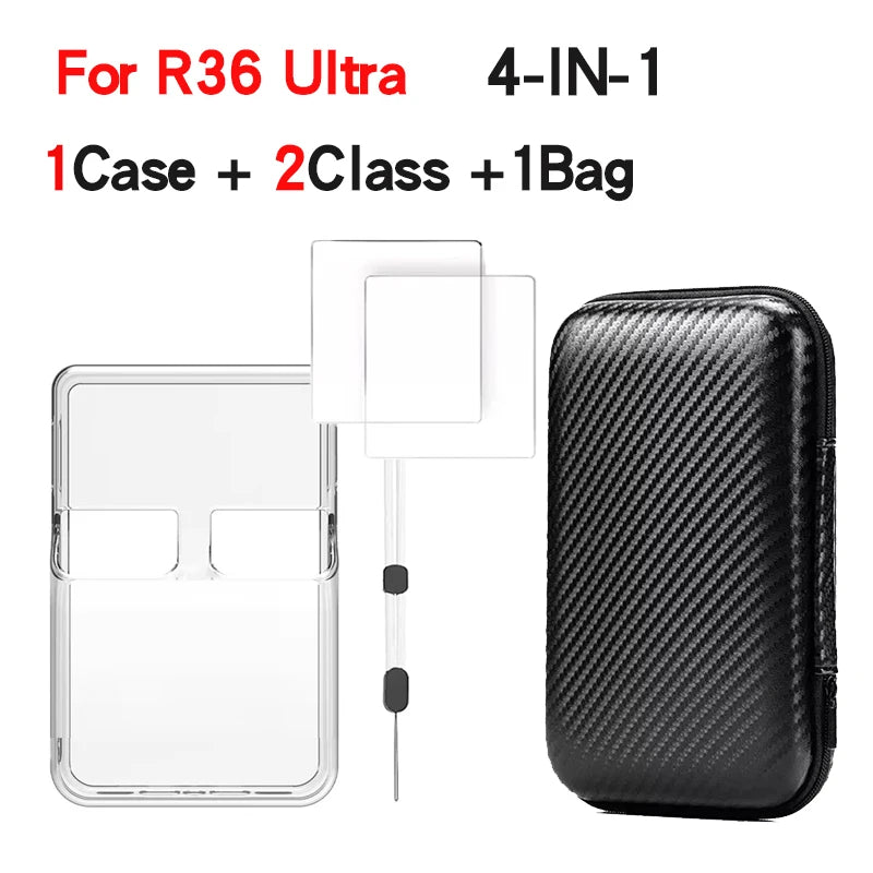 TOFON Transparent protective case For R36 Ultra game console storage bag EVA shell resistant scratch resistant screen film