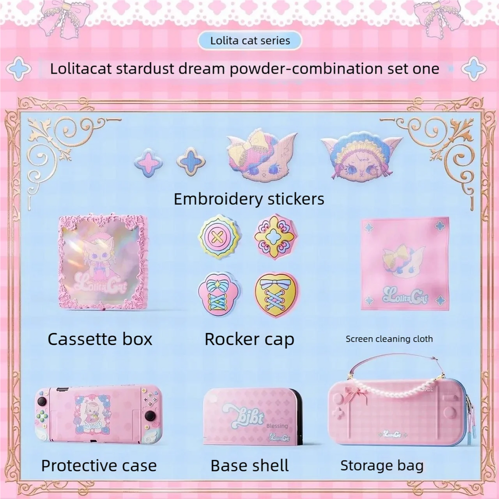 For Switch 2 Lolita Cat Protective Case Set Contain Game Con