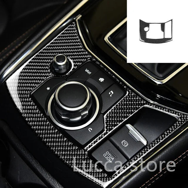 For Mazda CX-5 CX5 2017 2018 Electronic Handbrake Knob Button Panel Cover Trim Sticker Carbon Fiber Interior Auto Assesories