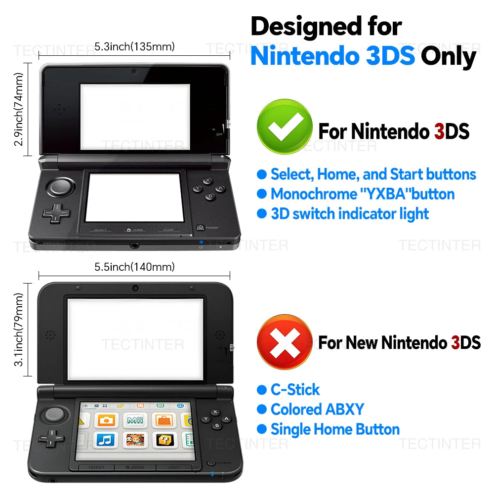 Transparent Clear Protective Case for Nintendo 3DS Handheld 