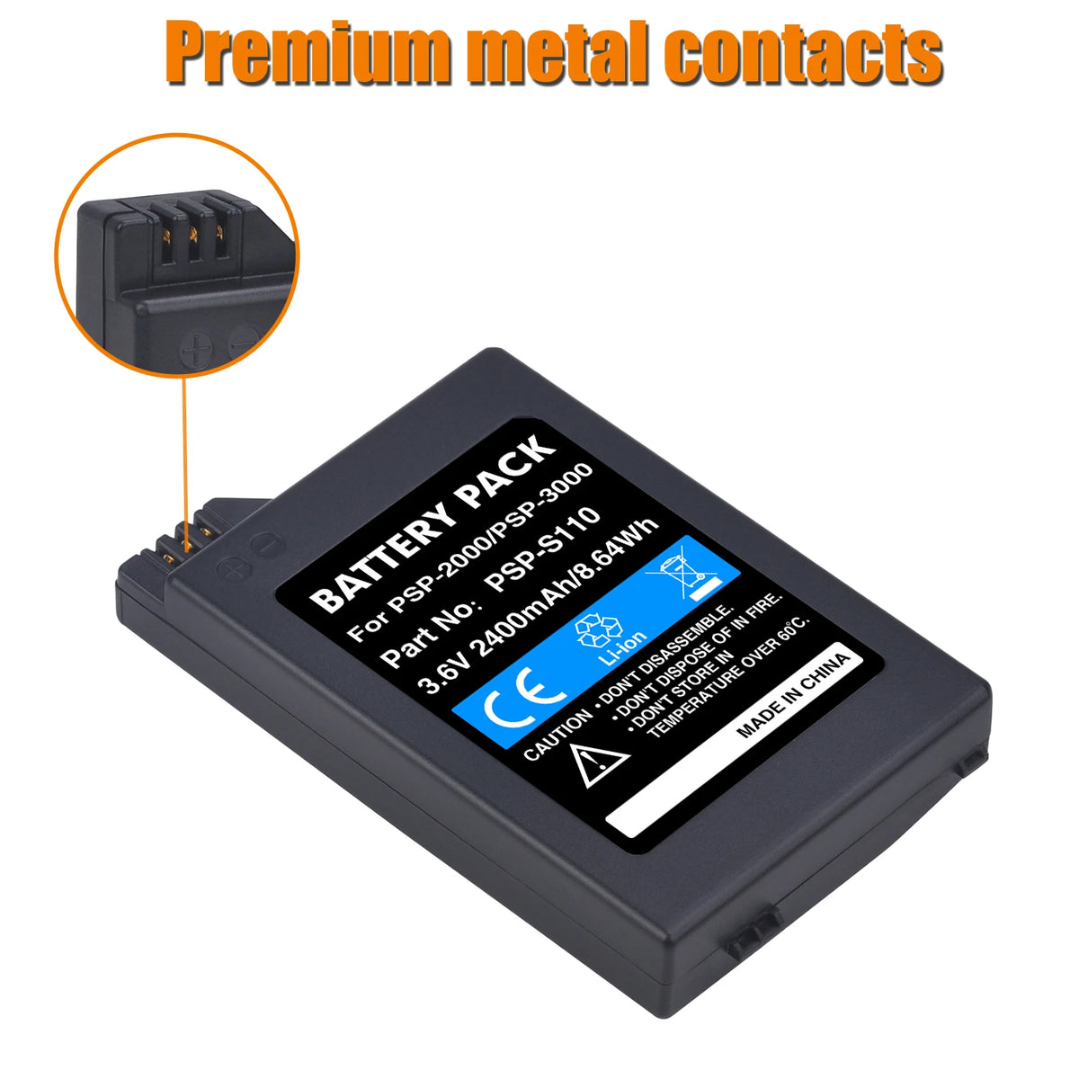 2400mAh PSP-S110 Replacement Battery for Sony PSP 2000 3000 
