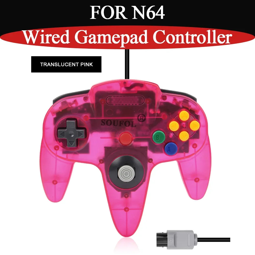 For N64 Colorful Wired Handle Controller Durable Replacement Classic Joystick Retro Wired Gamepad For N64 Game Console Accessory