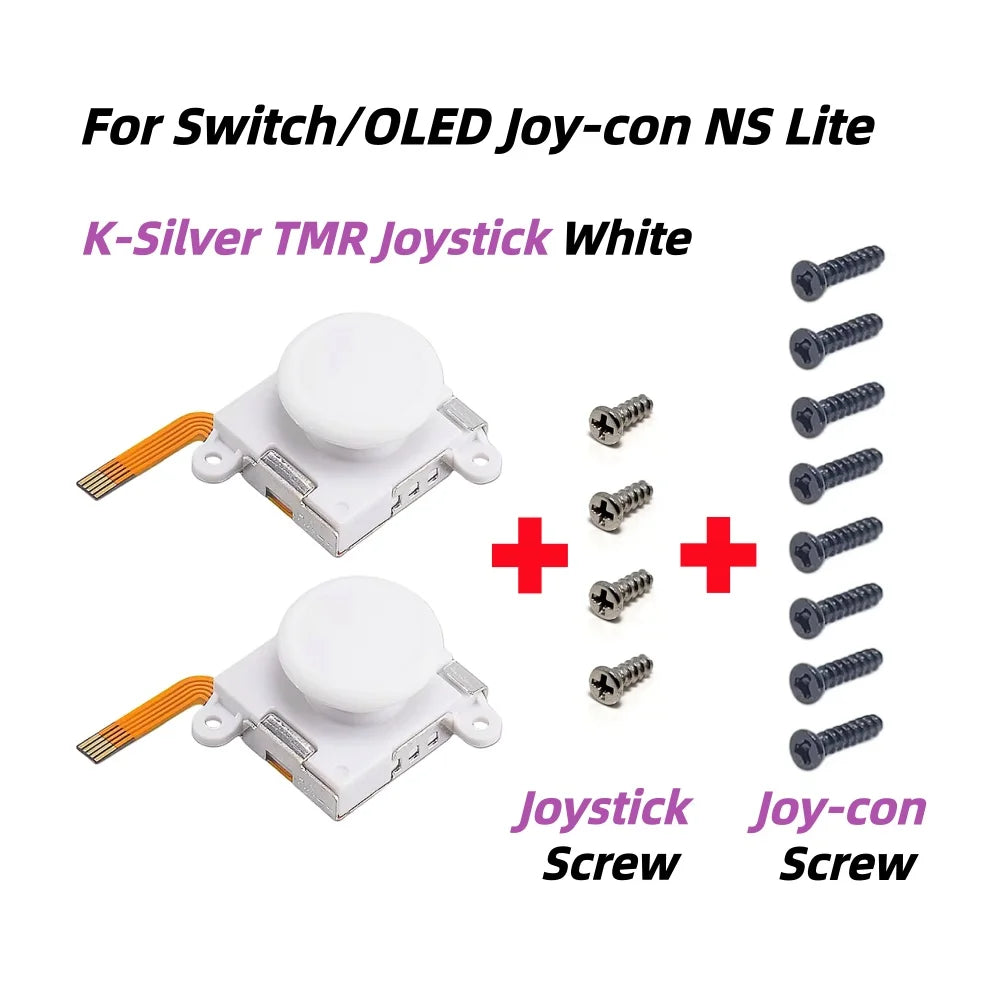 2/4/10pcs K-SILVER JS19 TMR Electromagnetic Joystick for Switch/NS OLED JoyCon NS Lite Replacement 3D Analog White ThumbStick