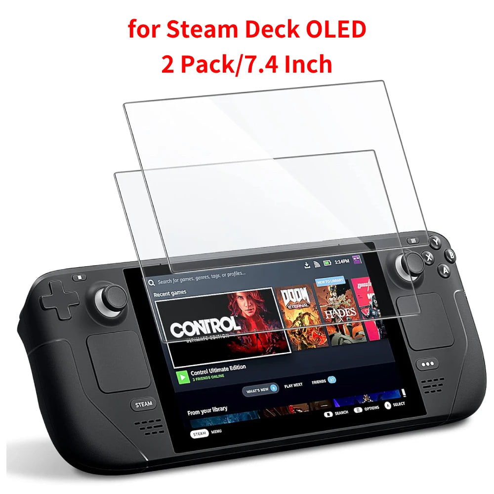 2 Pack Screen Protector for Steam Deck OLED 7.4 Inch Anti-Scratch HD Clear Tempered Glass Flim for Steam Deck OLED Accessories