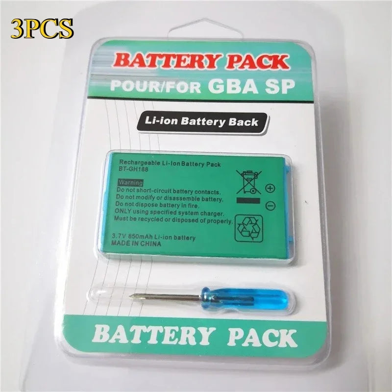 Built-in Battery for Nintendo GBA GameBoy Advance SP Gaming Console Replacement Li-ion Batterie 3.7V 850mAh W/ Screwdriver Tool