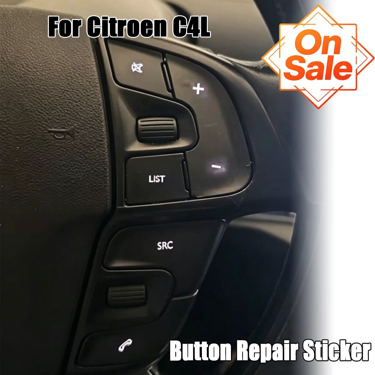Steering Wheel Button Sticker Repair Decal For Citroen C4L W