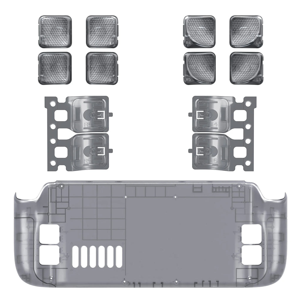 eXtremeRate Interchangeable Back Buttons Bottom Shell for Steam Deck LCD & OLED Fingers Grip Back Shell - Black