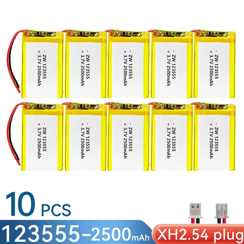 3.7V 2500mAh 123555 Battery Lipo Polymer Lithium Ion Rechargeable Batteries Built-in Lithium Battery Replace 124060 104060