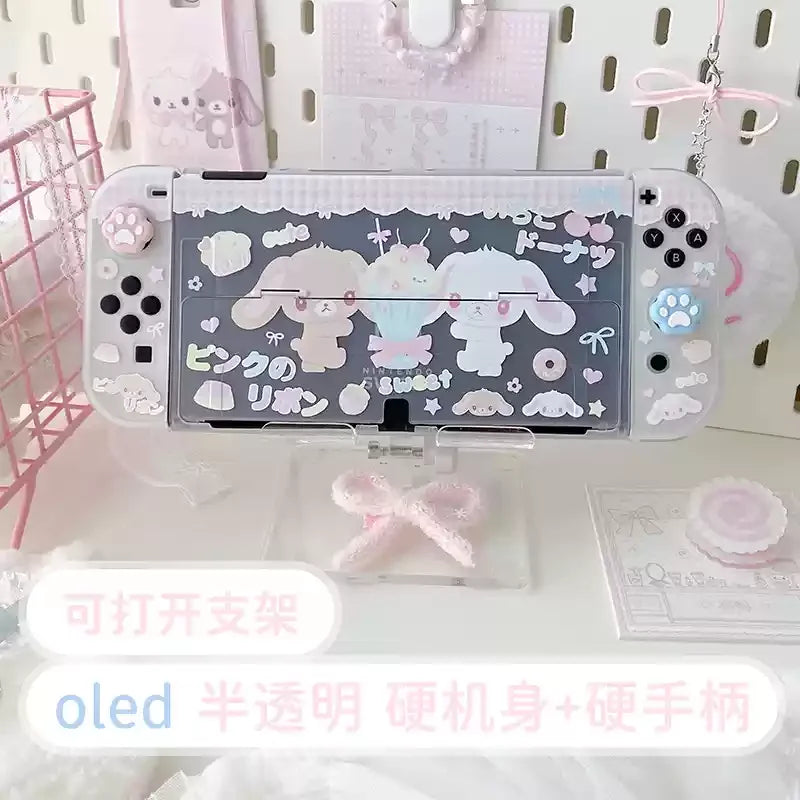 Original Design Girl Heart Dessert Rabbit Cute Switch Protective Case Oled Soft Shell Ns Anime Handle Shell Animation Surroundin