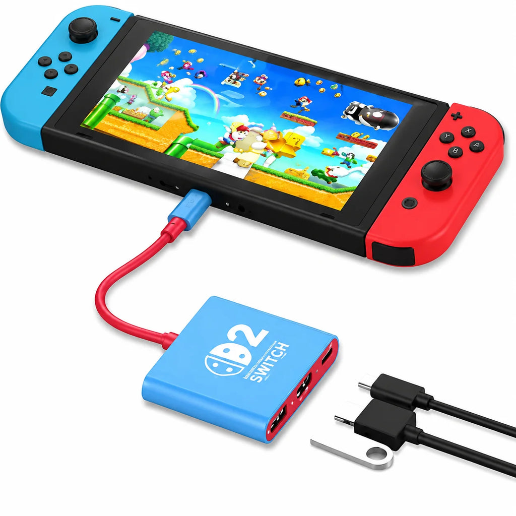 Switch 2 Dock HDMI 4K USB 3.0 Hub Adapter USB Splitter TV Po