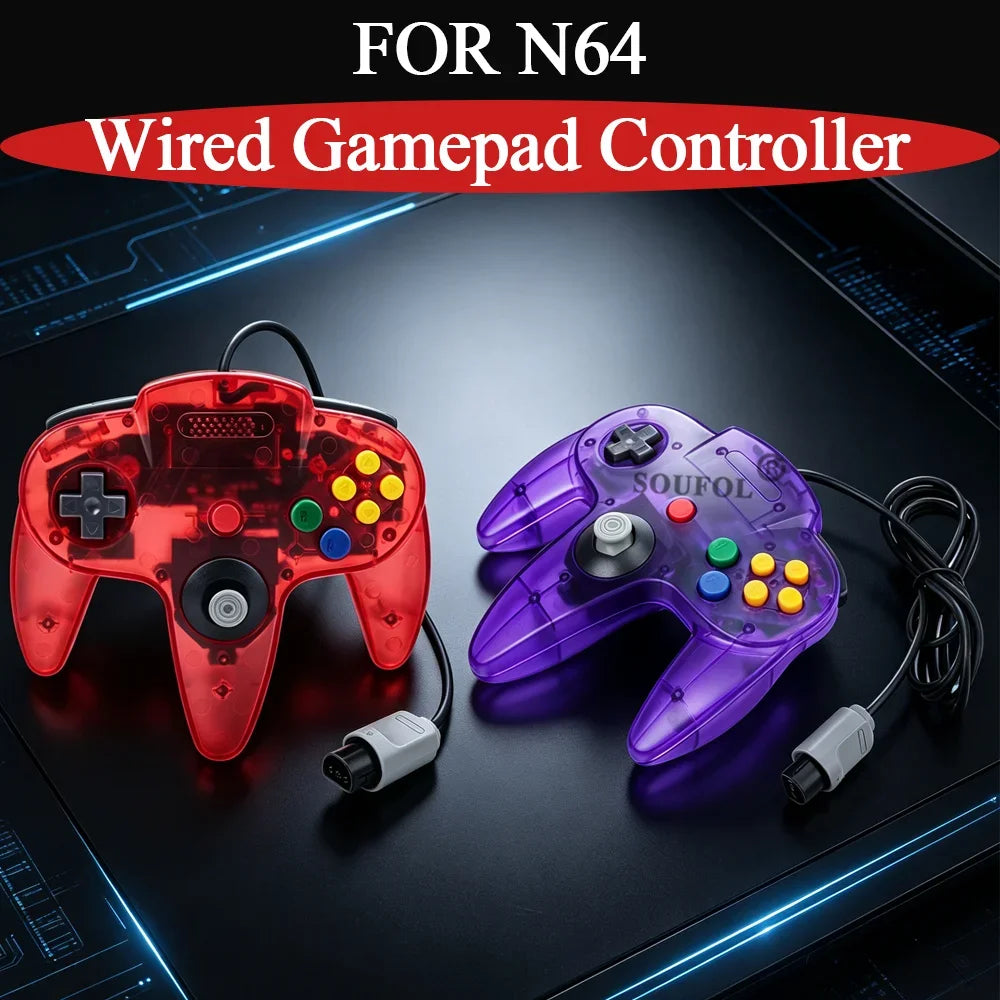 For N64 Colorful Wired Handle Controller Durable Replacement