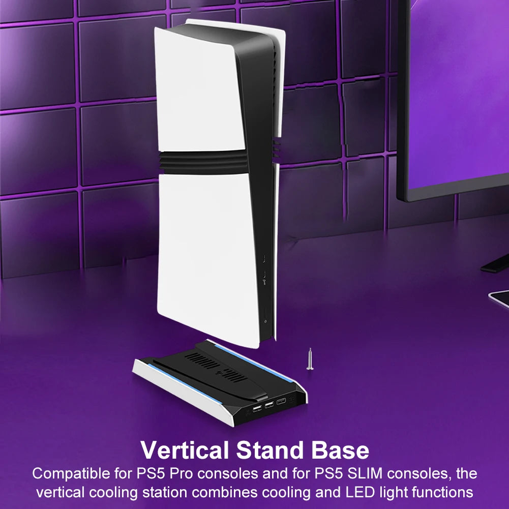 For PS 5 Slim/PS 5 Pro RGB Vertical Cooling Stand Base 8 Lig