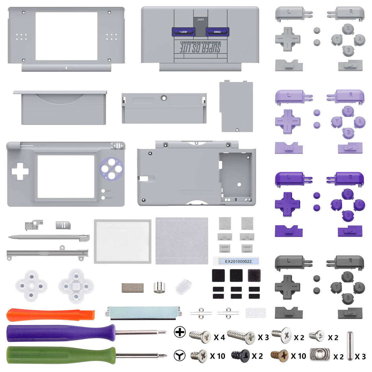 eXtremeRate Replacement Full Housing Shell for Nintendo DS Lite Case Cover W/Buttons Screen Lens for NDSL - SFC SNES Classic