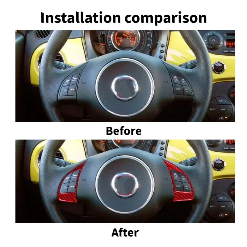Carbon Fiber Steering Wheel Button Trim Cover Stickers For F