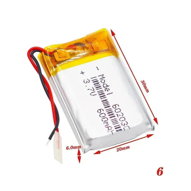 3.7V 600mAh 602030 Lipo Battery for Handheld Game Console MP