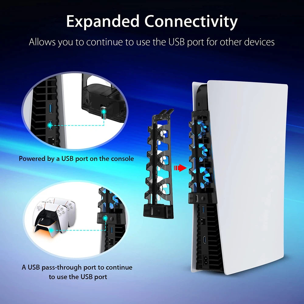 For PS5 Accessories Cooling Fan with LED Light for Playstati