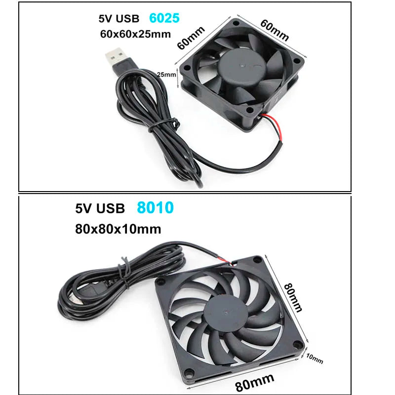 2510 8010 6010 6015 6025 6CM 8CM 60x60x25mm 80x80x10mm DC 5V