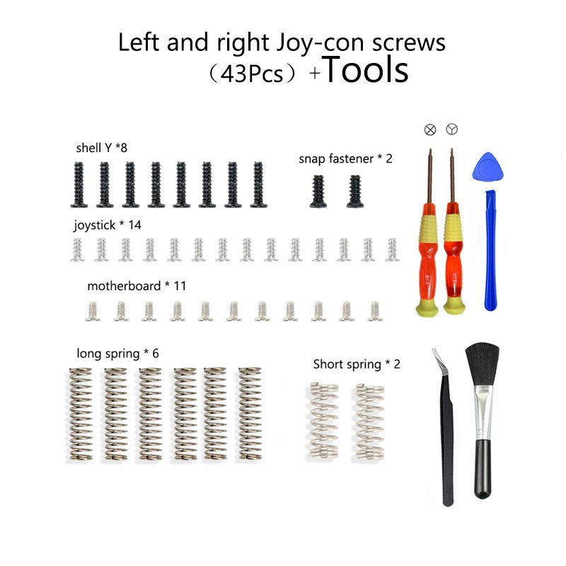For Switch Console Housing Screw Replacement Full Screws Set Spring Repair Kit for Switch Console Joycon Tools Accessories