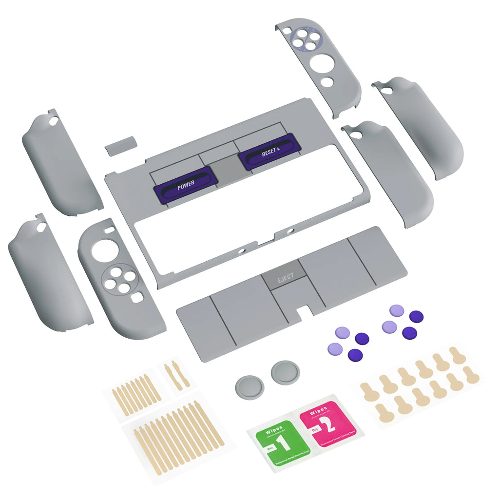 PlayVital AlterGrips Split Hard Shell Case for Nintendo Switch OLED Ergonomic Protective Cover SNES Classic EU Style