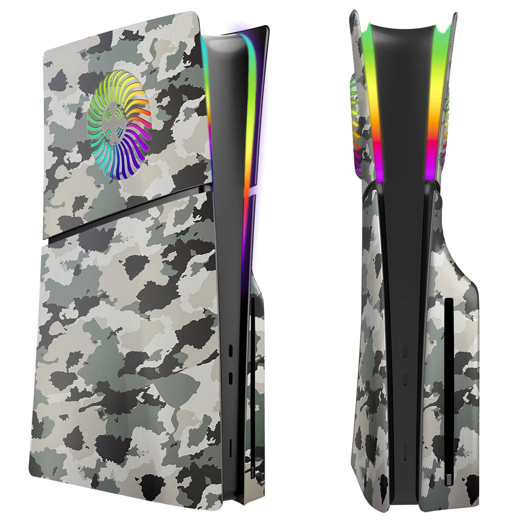Faceplate with RGB Light Strip for PS5 Slim Cooling Vents LED Light Ring Console Cover for PS5 Slim Disc Edition Decoration Kit