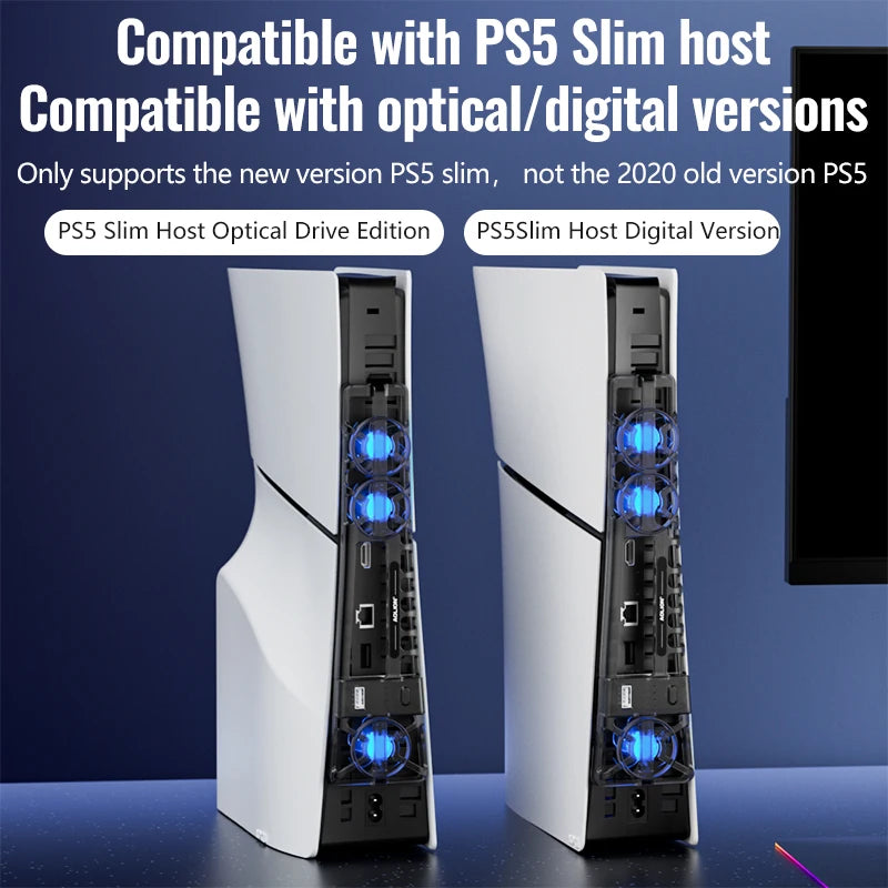 Intelligent Temperature Controlled Cooling Fan for PS5 Slim/