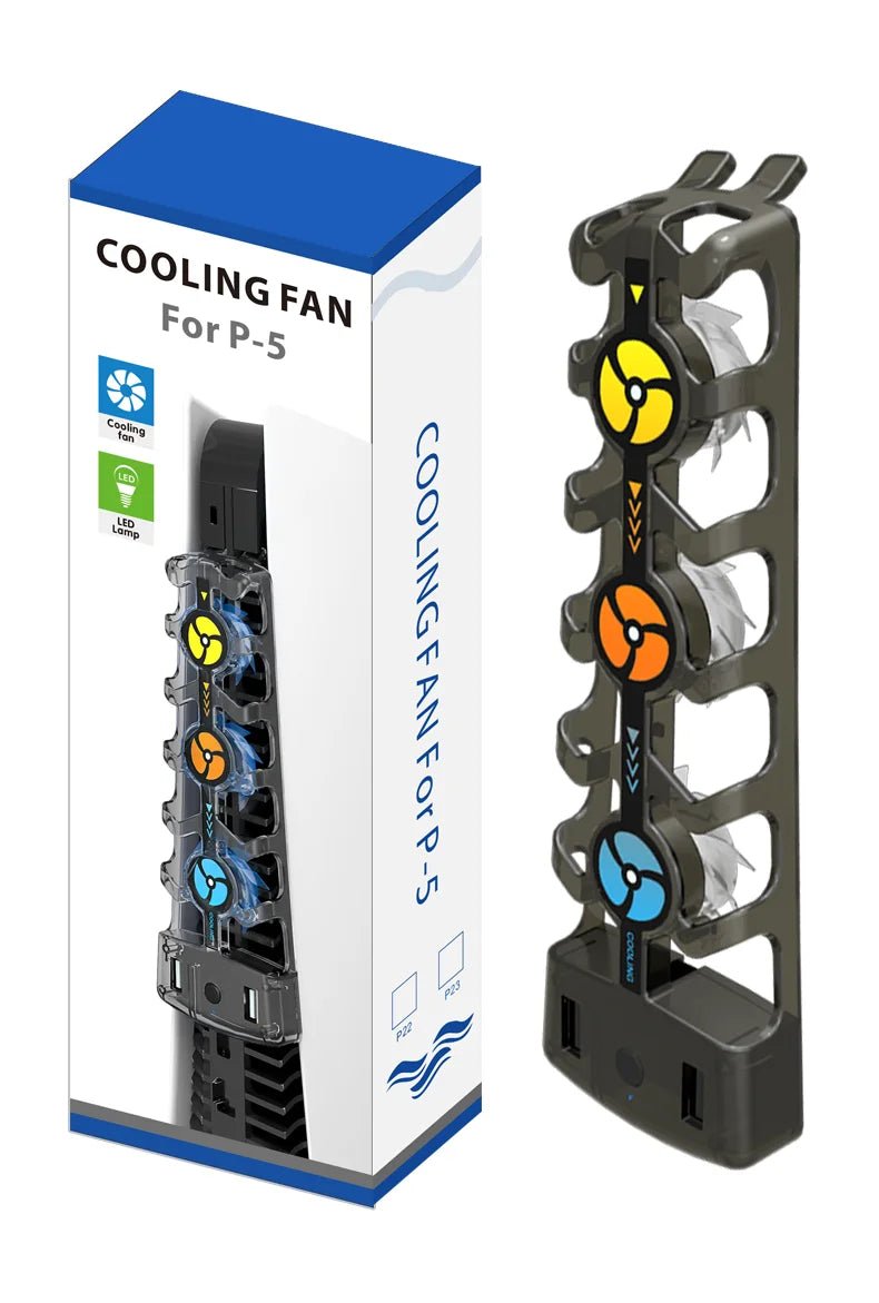 RGB Cooling Fan for PS5 Efficient Cooling System 3-Speed Quiet Cooler Fans for PS5 Console Accessories Disc and Digital Edition