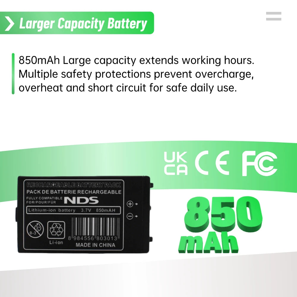 PUJIMAX NTR-003 850mAh Lithium Battery for Nintendo NDS Game