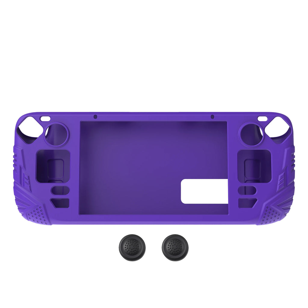 PlayVital Armor Protective Case for Steam Deck LCD Soft Silicone Case W/Back Button Enhancement Designed & Thumb Grips -White