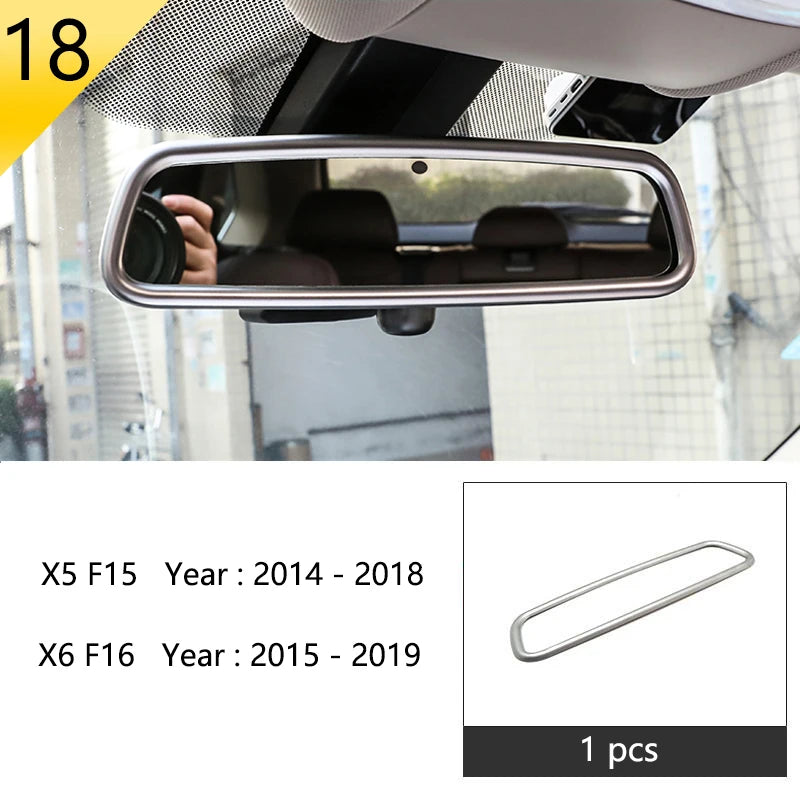 Chrome Car Styling Interior Button Panel Decoration Cover Trim Sticker frame For BMW X5 X6 F15 F16 2014-2019 Auto Accessories