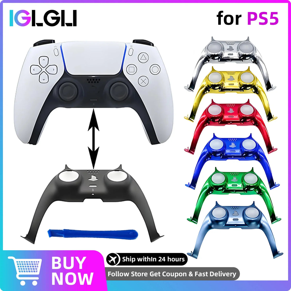 Decorative Strip for PS5 Controller Joystick Chrome Handle C