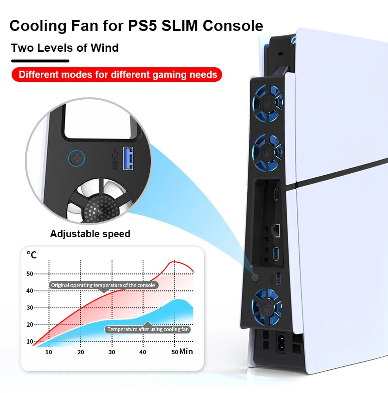 Gaming Cooler Fan Efficient Cooling System with LED Light No