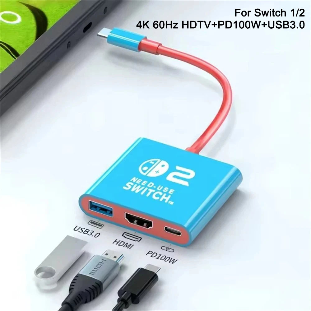 3 In 1 USB C HUB Type C to HDMI PD100W Charge Docking Statio