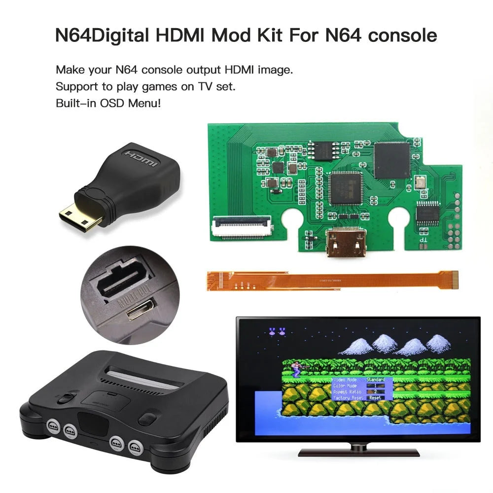 Newest Version Digital High Definition N64 HDMI TV Kit Game 