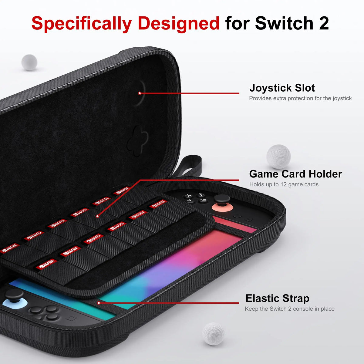Case for Switch 2 2025 Hard Shell Travel Case with 12 Game C