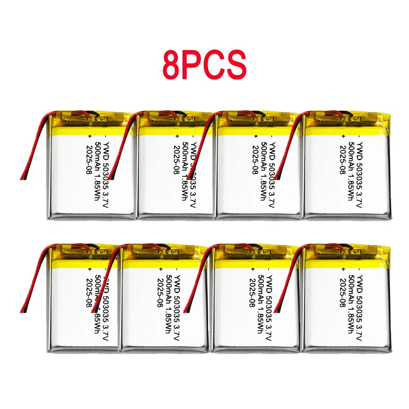 3.7V 500mAh 503035 Rechargeable Li-Polymer Battery Replacement for Car Recorder GPS Navigation VR Player MP3 DVD